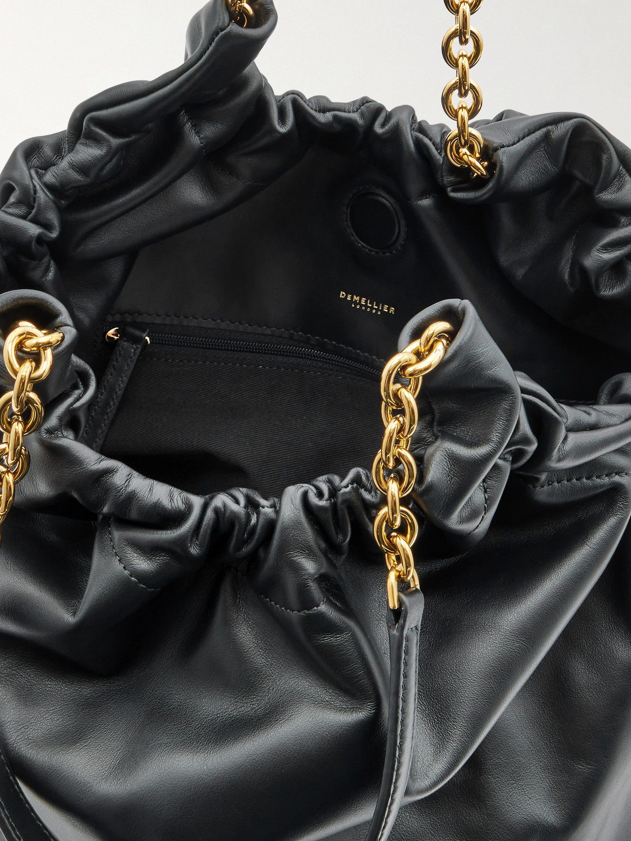 Demellier The Miami Gathered Leather Tote In Black