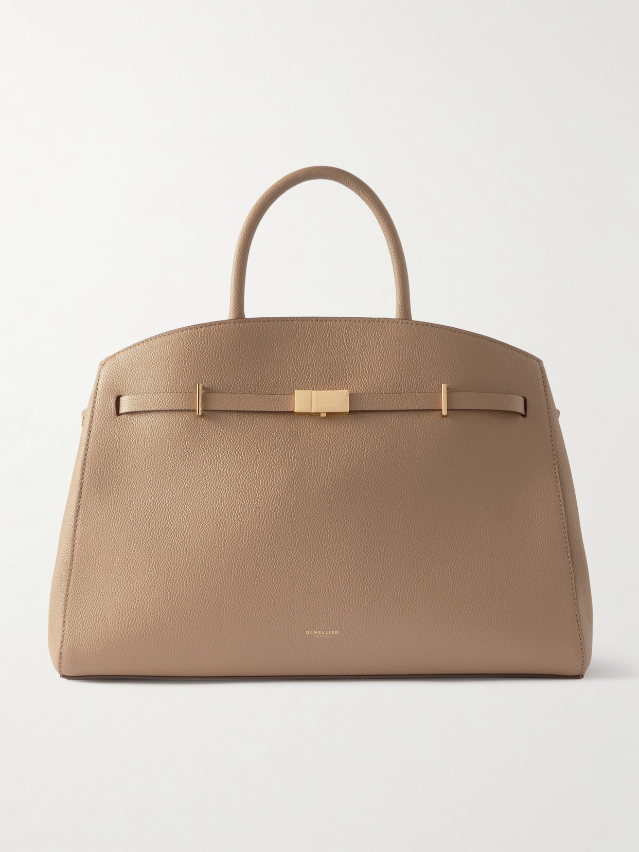 Demellier The Hudson Small Textured-leather Tote In Neutral