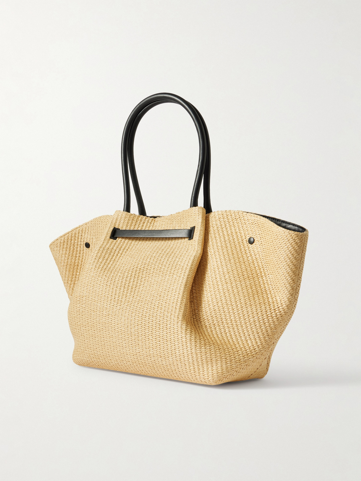 Demellier New York Leather-trimmed Raffia Tote