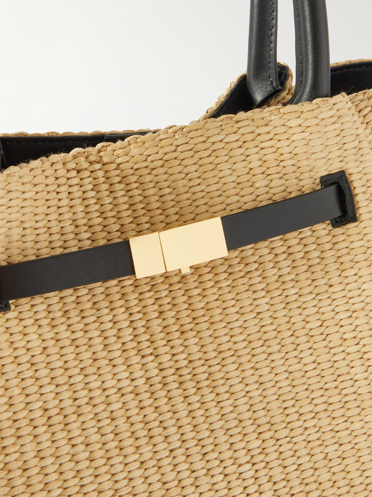 Demellier New York Leather-trimmed Raffia Tote