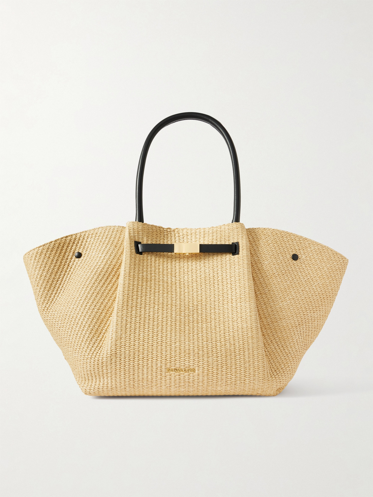 Demellier New York Leather-trimmed Raffia Tote