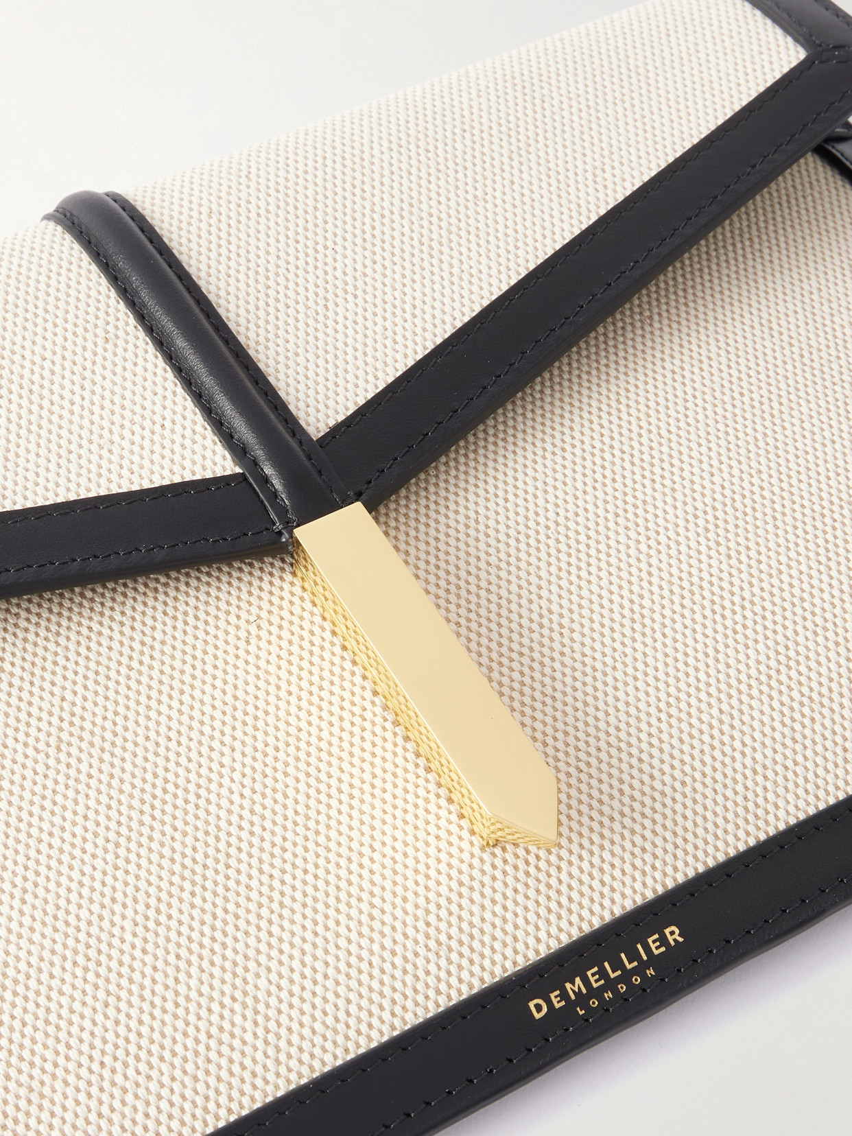 Demellier Tokyo Leather-trimmed Canvas Clutch