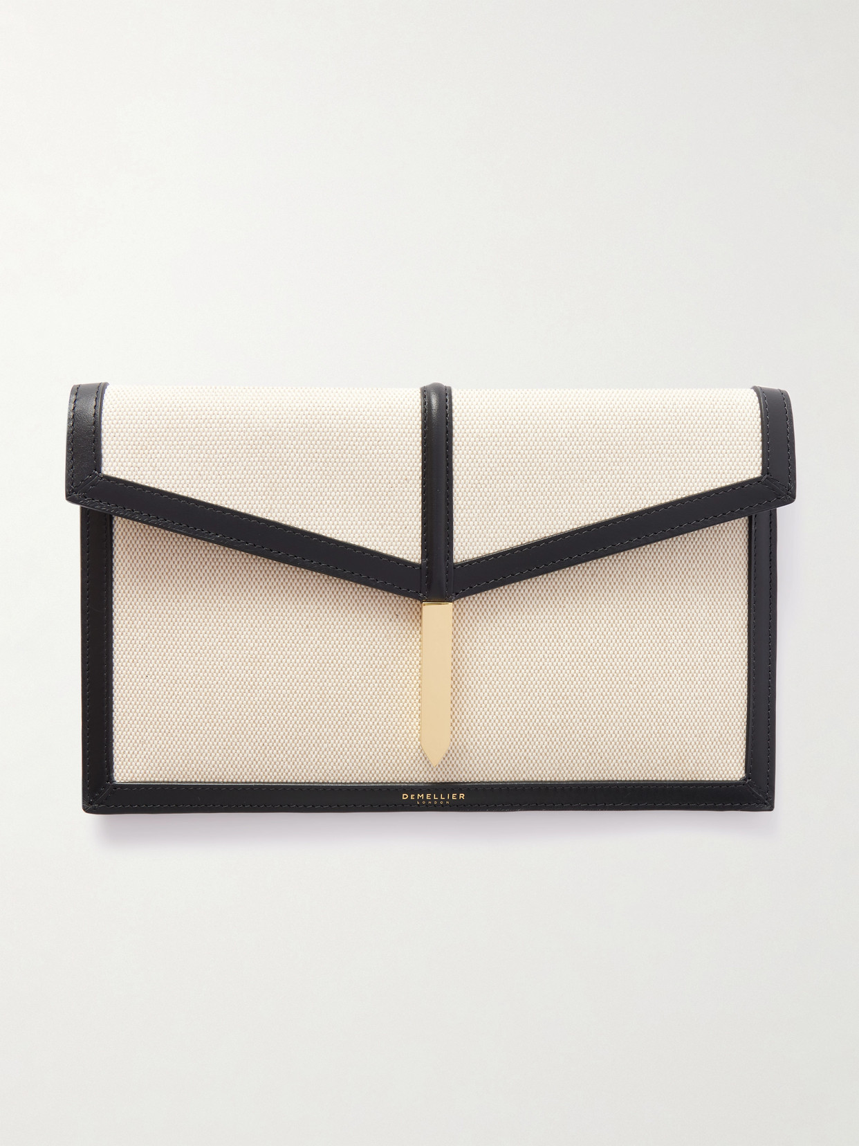 Demellier Tokyo Leather-trimmed Canvas Clutch