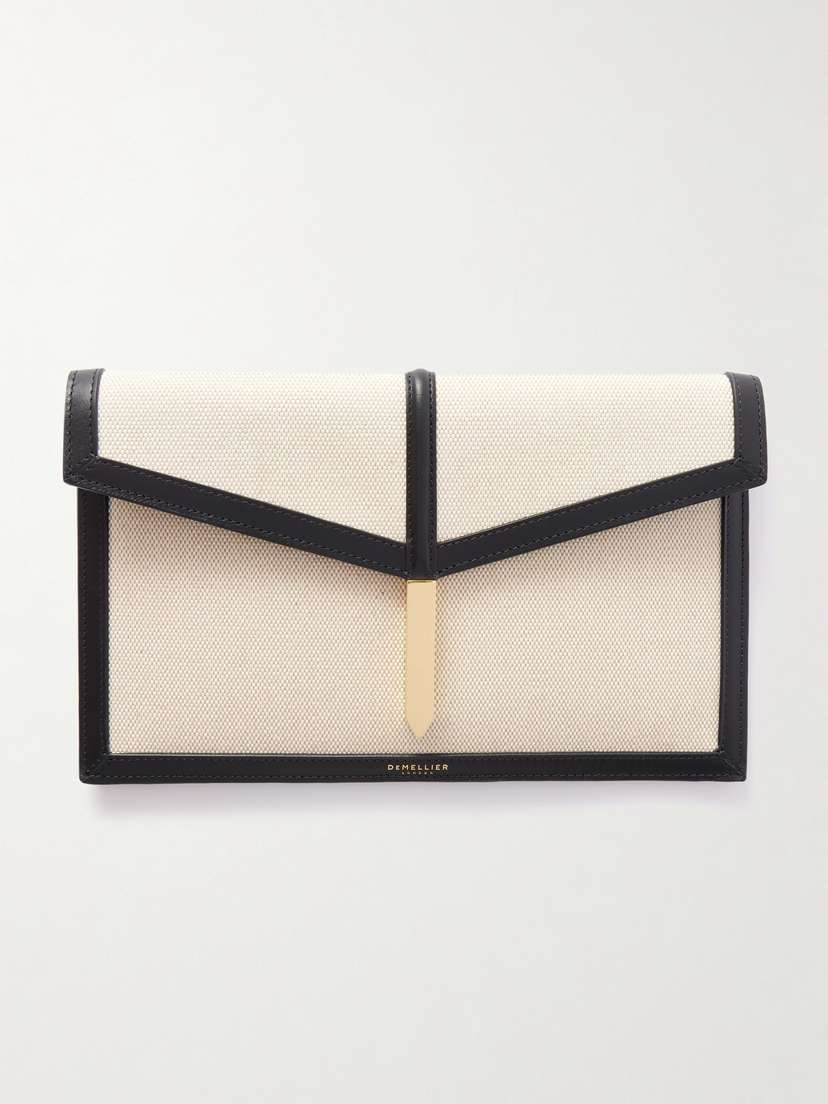 DeMellier Tokyo Leather-trimmed Canvas Clutch