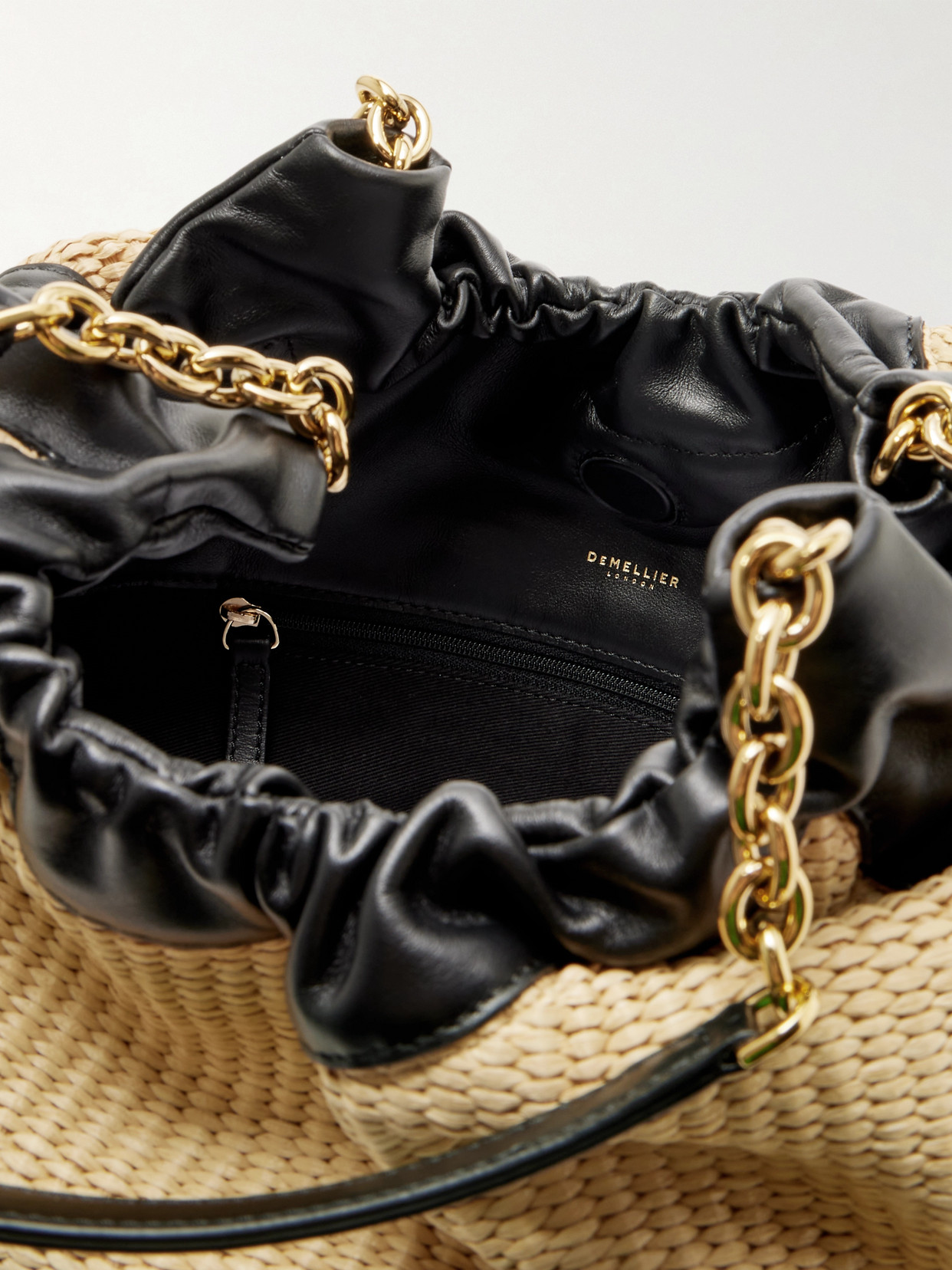 Demellier The Miami Leather-trimmed Raffia Tote