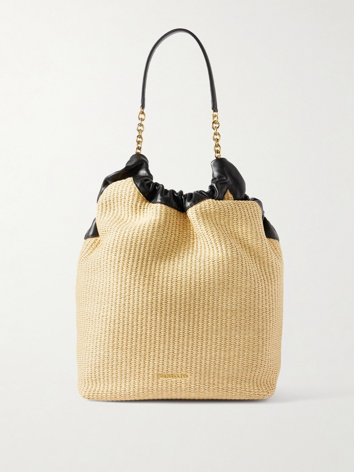 Demellier The Miami Leather-trimmed Raffia Tote