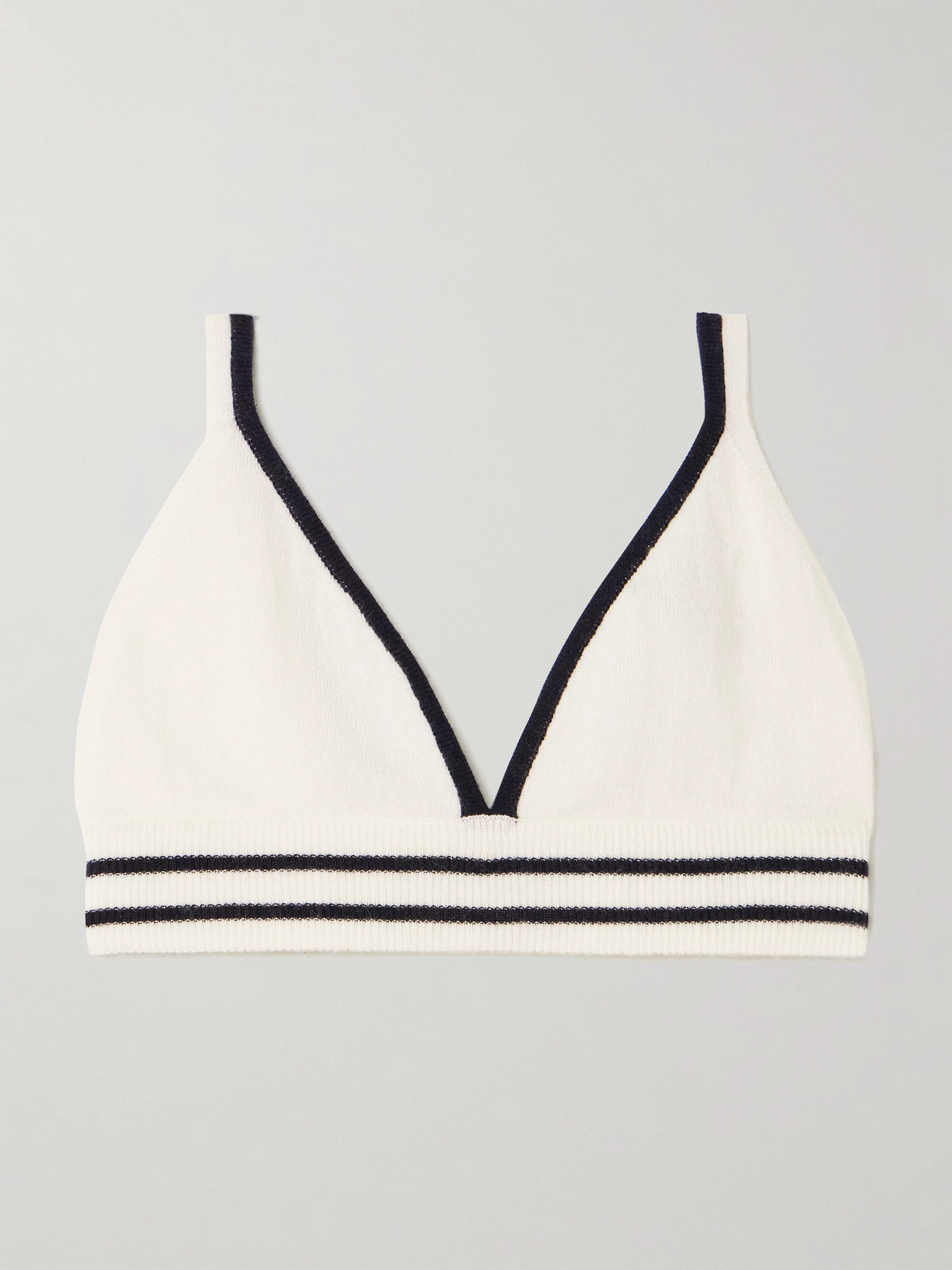 Allude Striped Cashmere Bralette In Cream