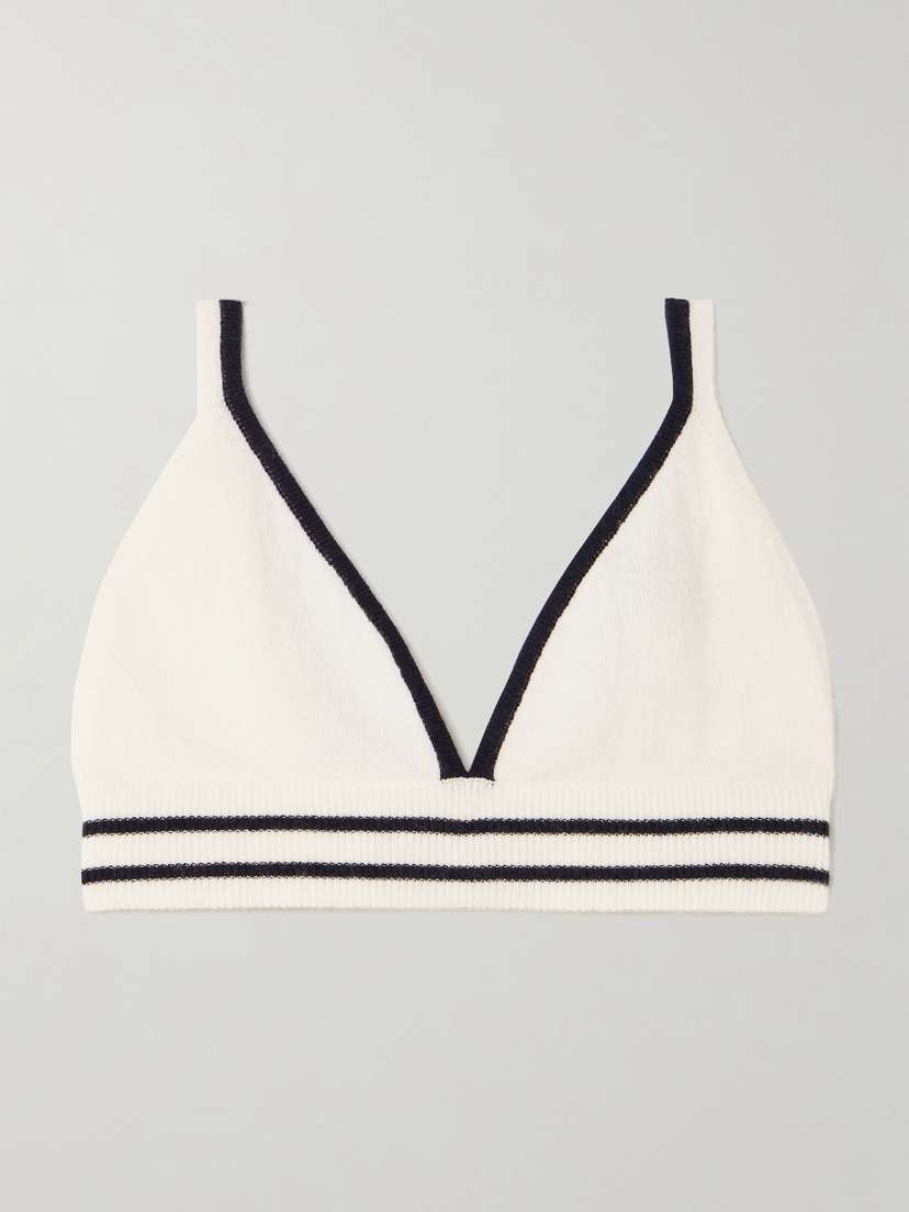 Allude Striped Cashmere Bralette
