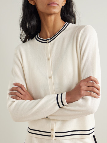 Allude Striped cashmere cardigan