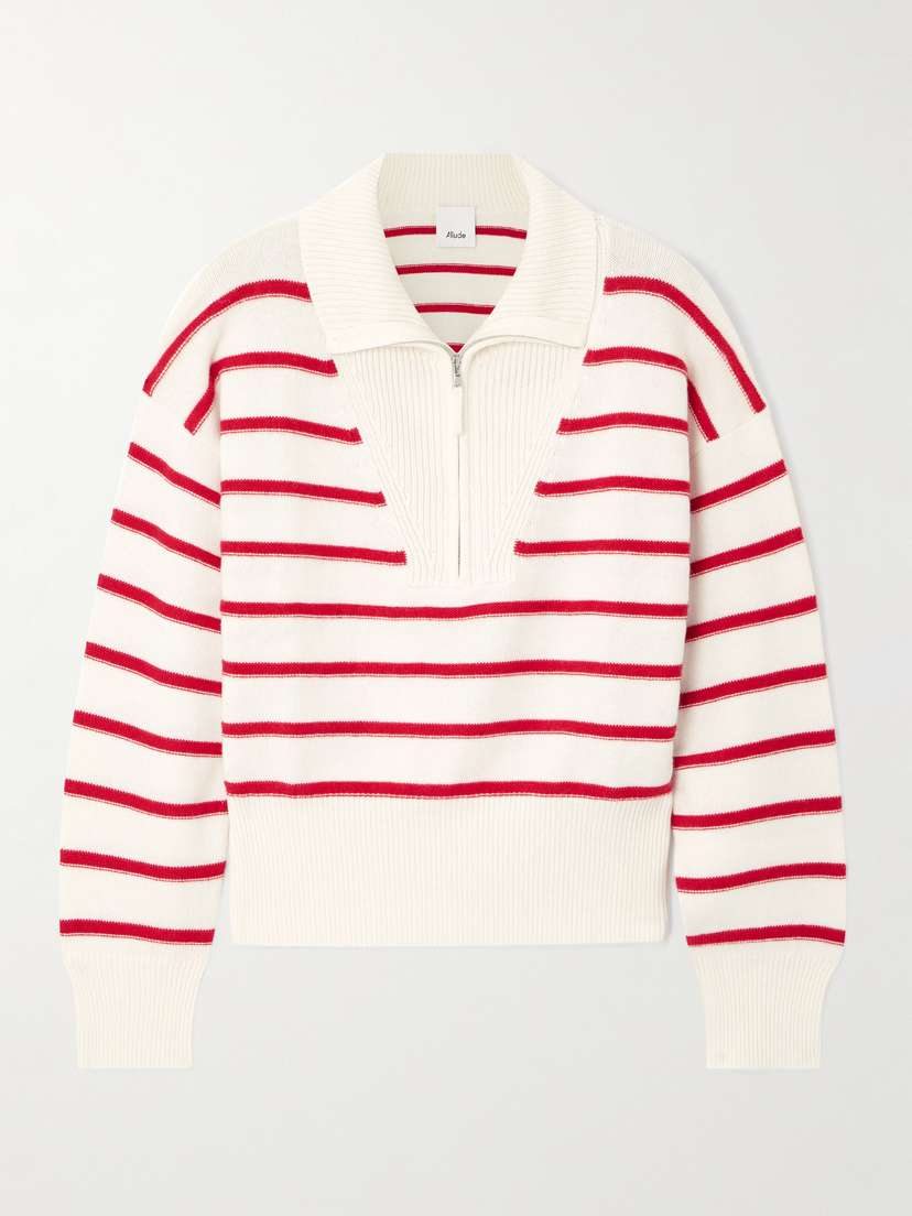 Allude Striped Cotton And Cashmere-blend Sweater