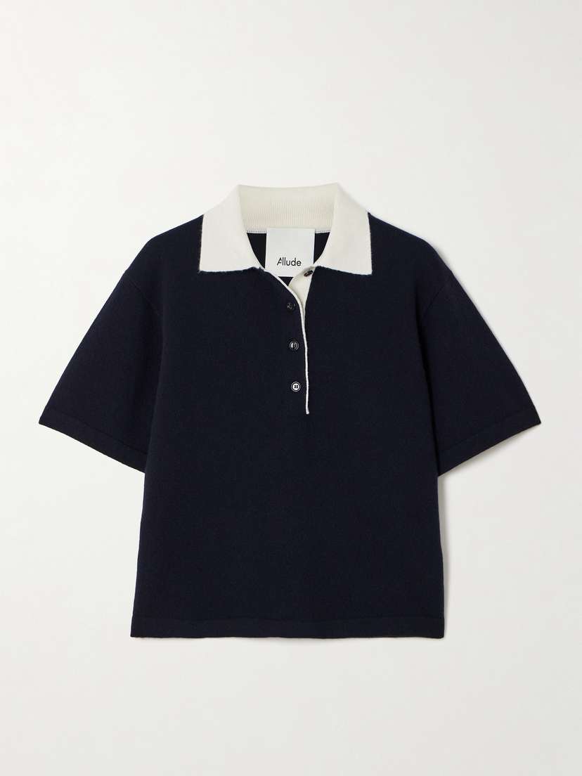 Allude Two-tone Cashmere Polo Shirt