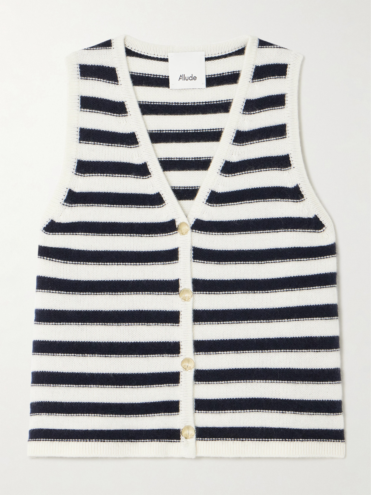 Allude Striped Cashmere Vest In Blue