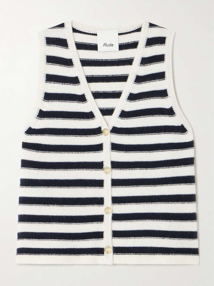 Allude Striped Cashmere Vest
