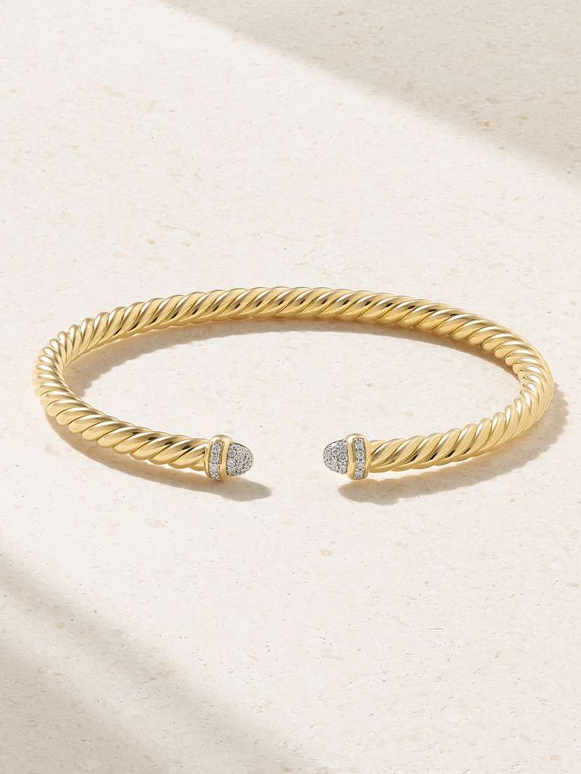 David Yurman Cablespira® Flex 18-karat Gold And Diamond Cuff