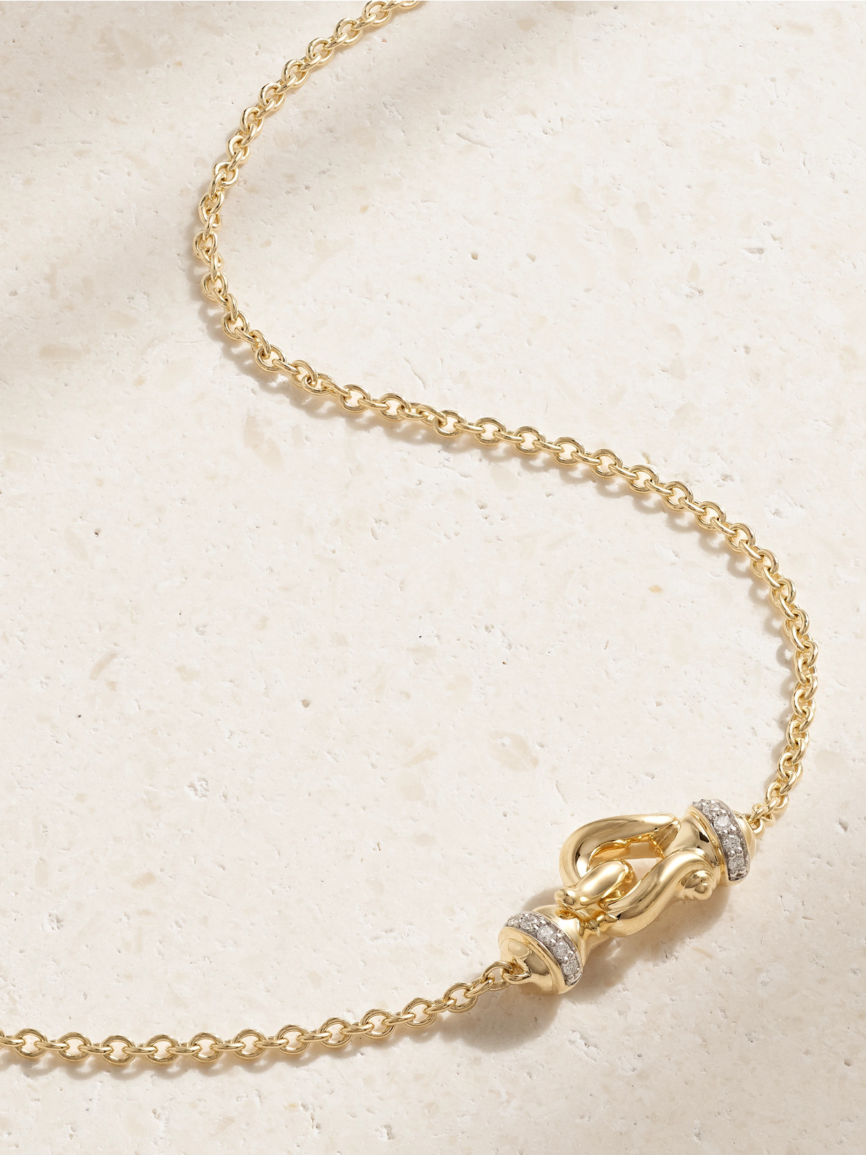 David Yurman Cable Collectibles® Petite Buckle 18-karat Gold Diamond Necklace
