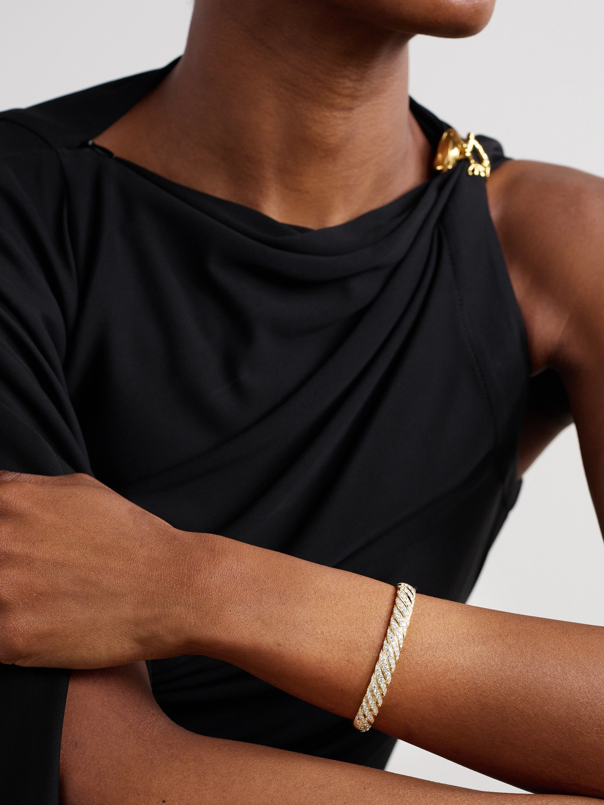 David Yurman Sculpted Cable 18-karat Gold Diamond Bracelet