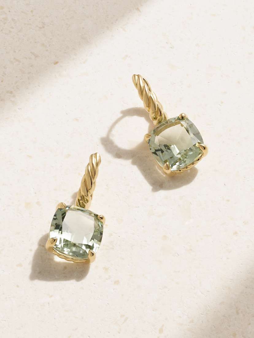 David Yurman Marbella 18-karat Gold Prasiolite Hoop Earrings