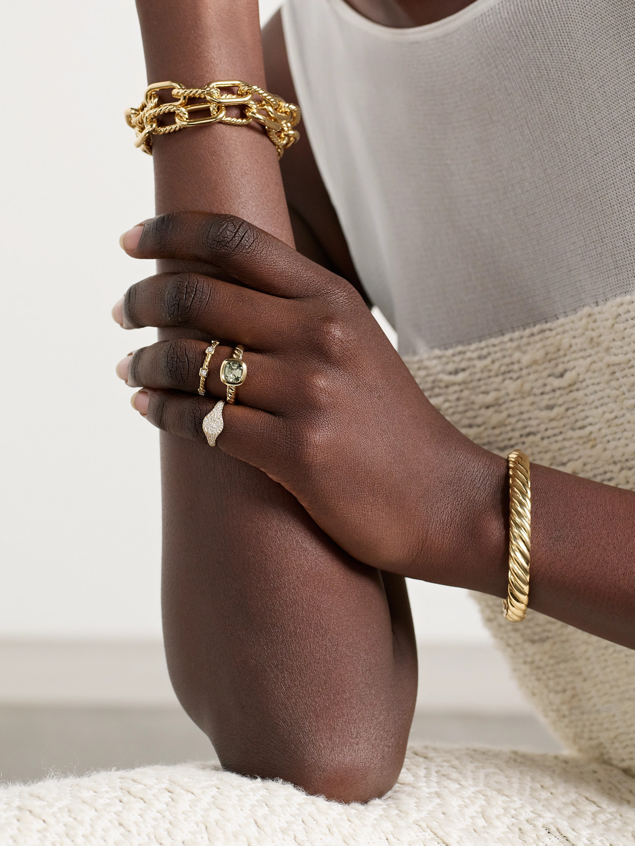 David Yurman Dy Mercer® 18-karat Gold Prasiolite Ring In Gold