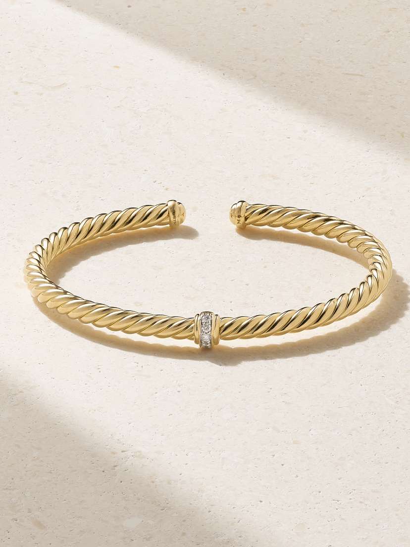 David Yurman Cablespira® Flex Station 18-karat Gold Diamond Cuff