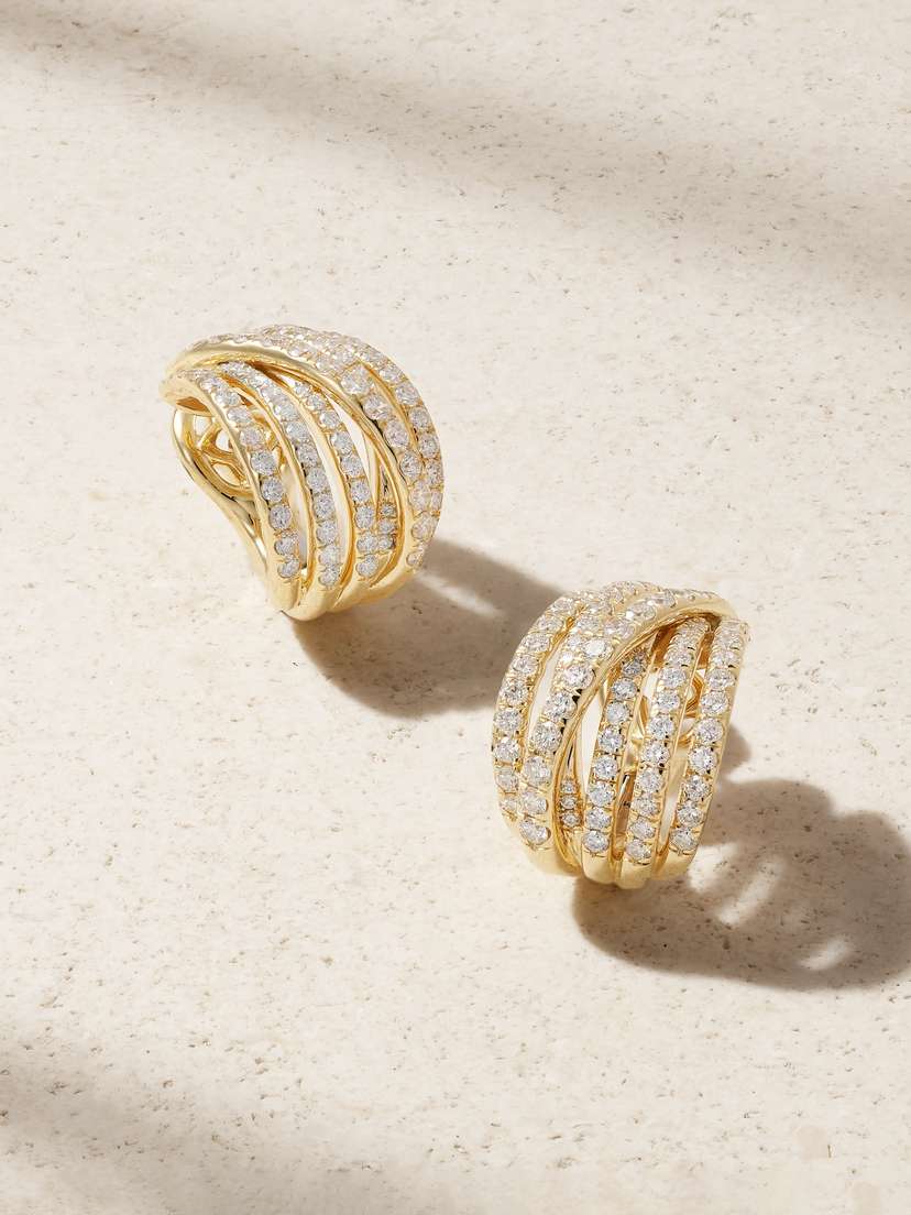 David Yurman Crossover® Shrimp 18-karat Gold Diamond Hoop Earrings