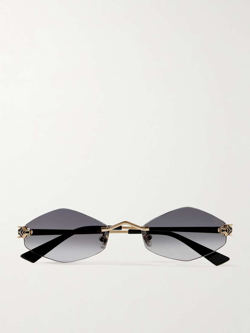 Cartier Eyewear Panthère Hexagon-frame Gold-tone Sunglasses