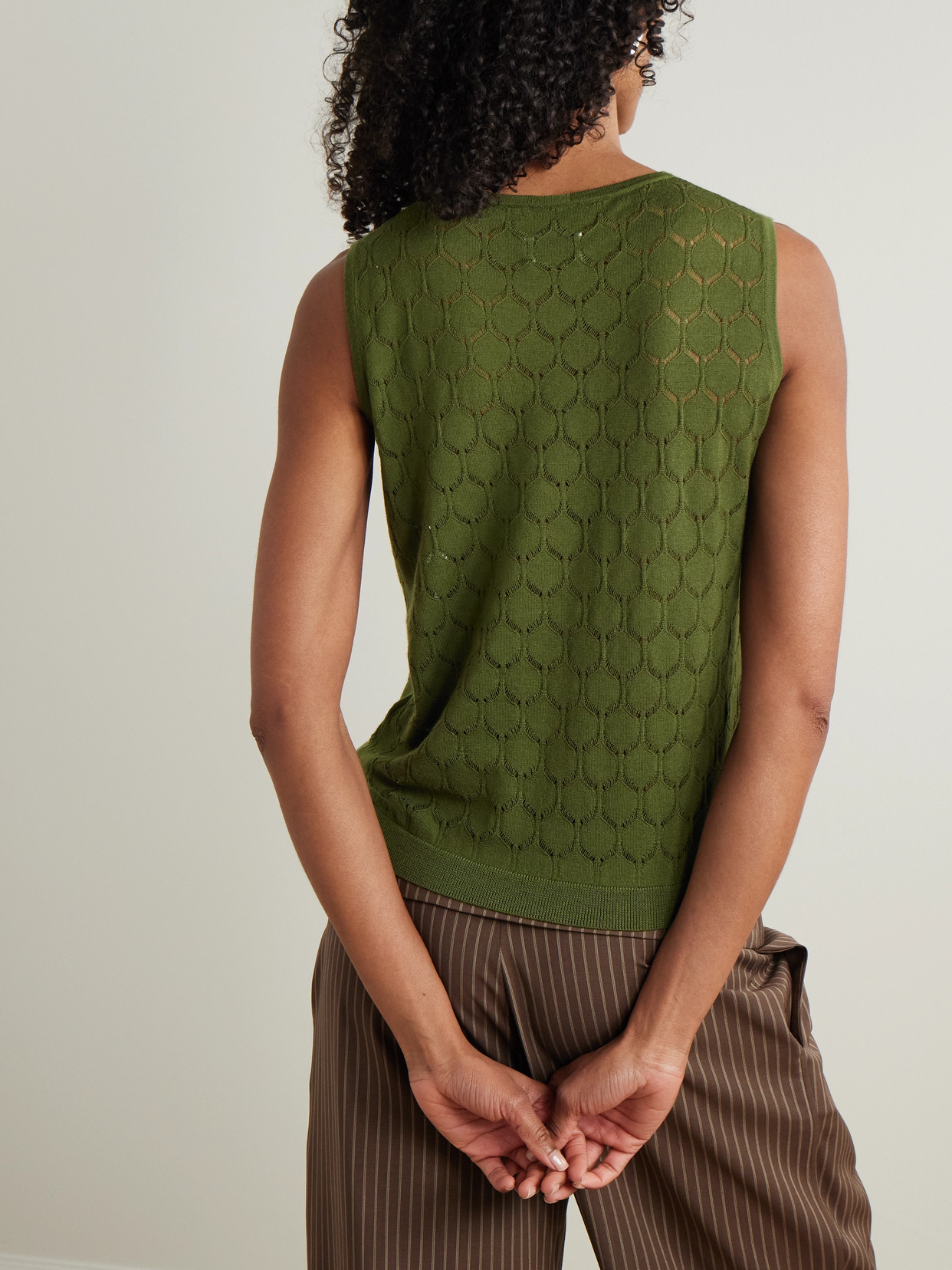 ALLUDE POINTELLE-KNIT VIRGIN WOOL VEST