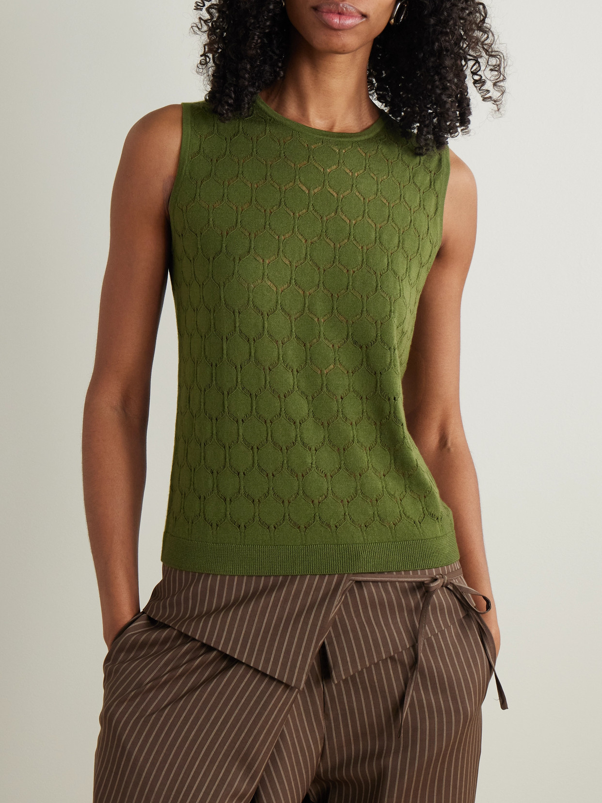 ALLUDE POINTELLE-KNIT VIRGIN WOOL VEST