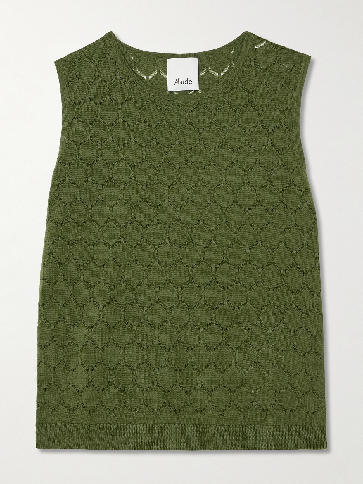 Allude Pointelle-knit Virgin Wool Vest In Green