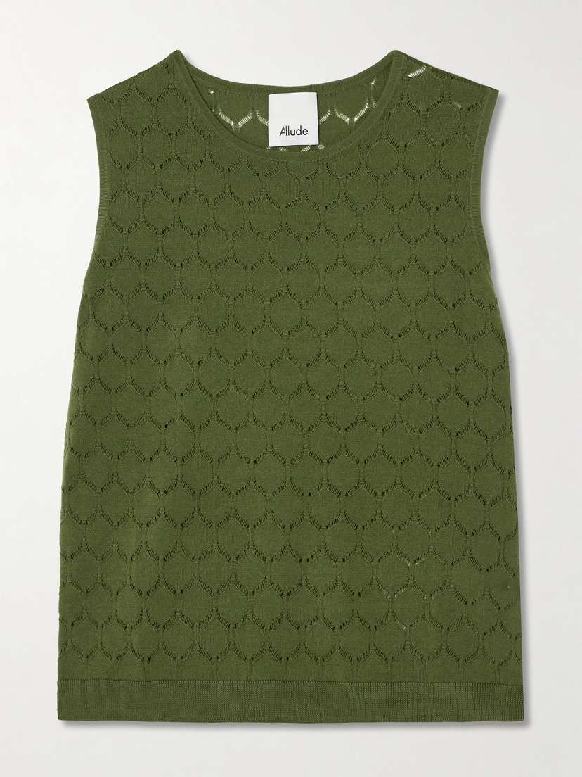 Allude Pointelle-knit Virgin Wool Vest