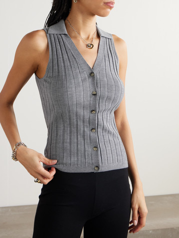 Allude Ribbed wool vest
