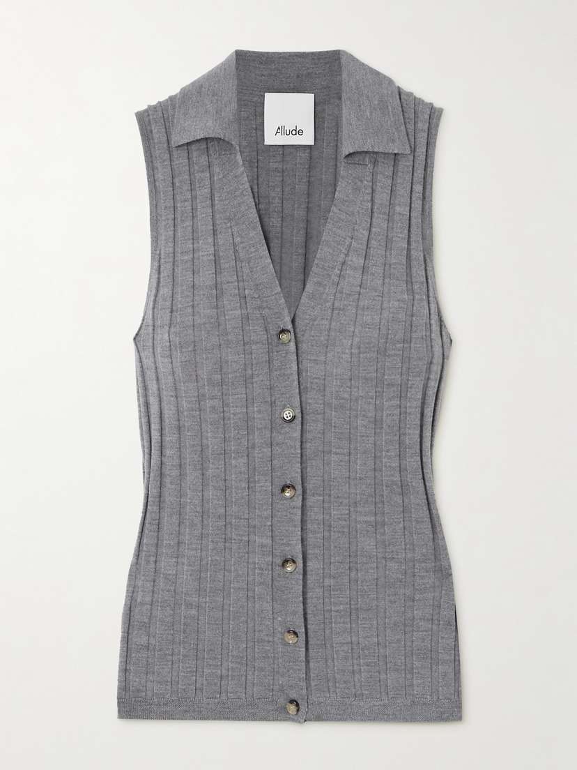 Allude Ribbed Wool Vest