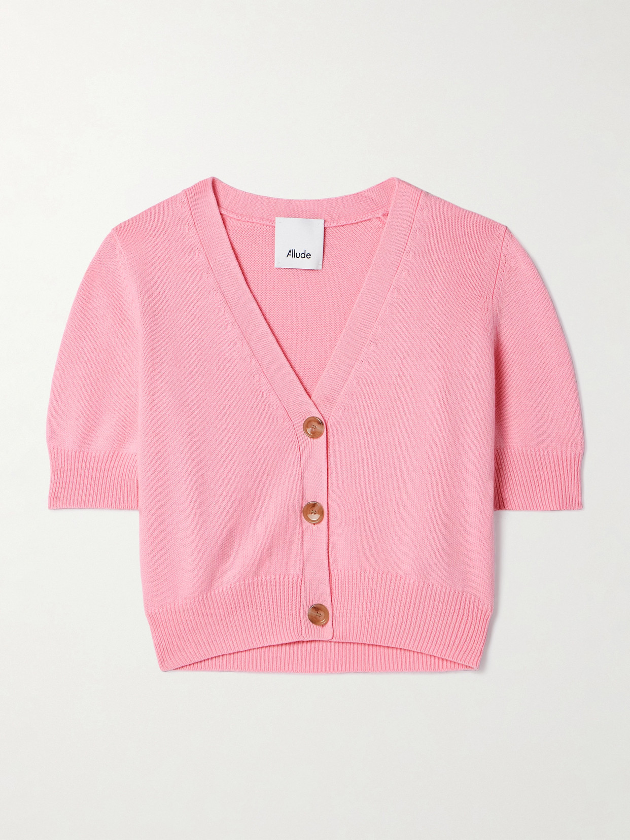 Allude Cotton And Cashmere-blend Cardigan In Pink