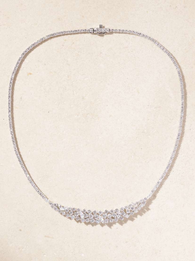 YEPREM 18-karat White Gold Diamond Necklace