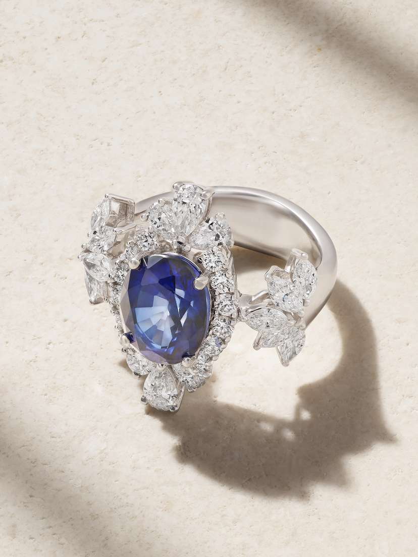 YEPREM 18-karat White Gold, Sapphire And Diamond Ring