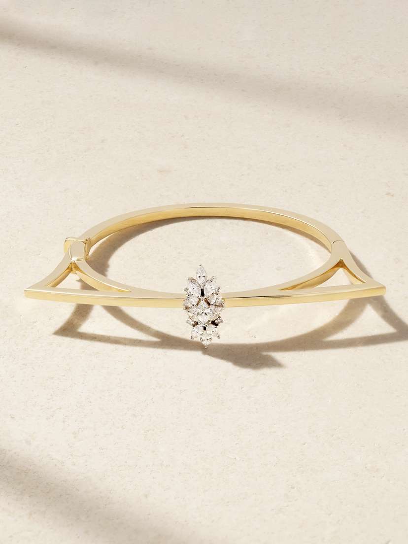 YEPREM Strada 18-karat Yellow And White Gold Diamond Bangle