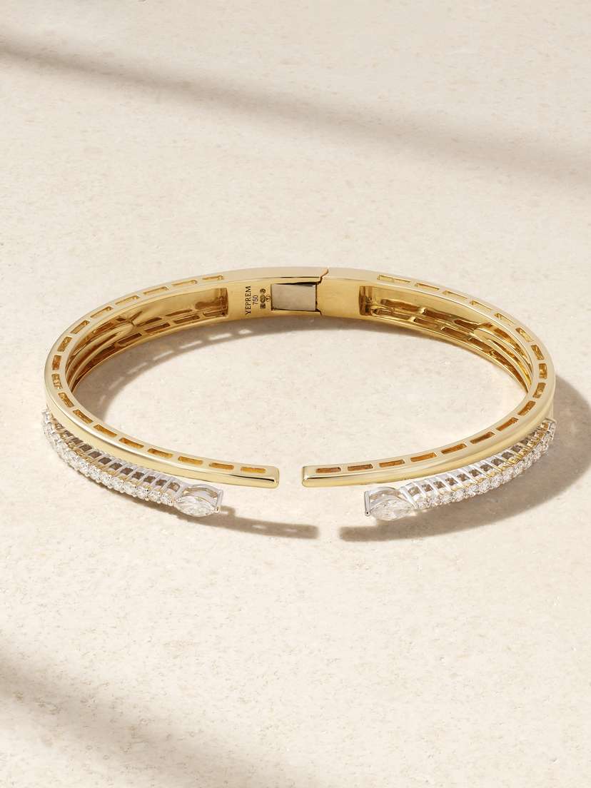 YEPREM Strada 18-karat Yellow And White Gold Diamond Cuff