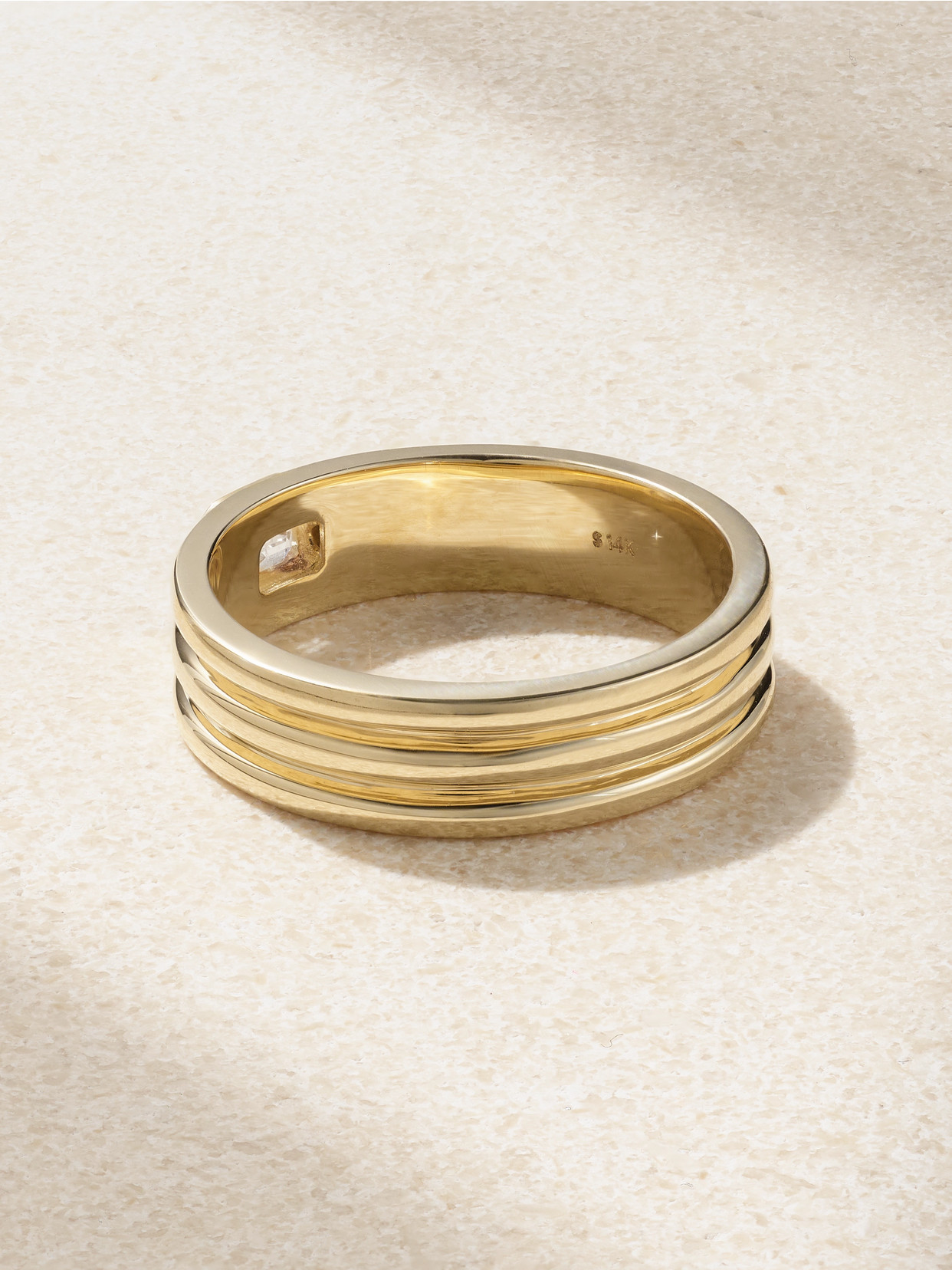 Shop Stone And Strand Trio Ridge 14-karat Gold Diamond Ring