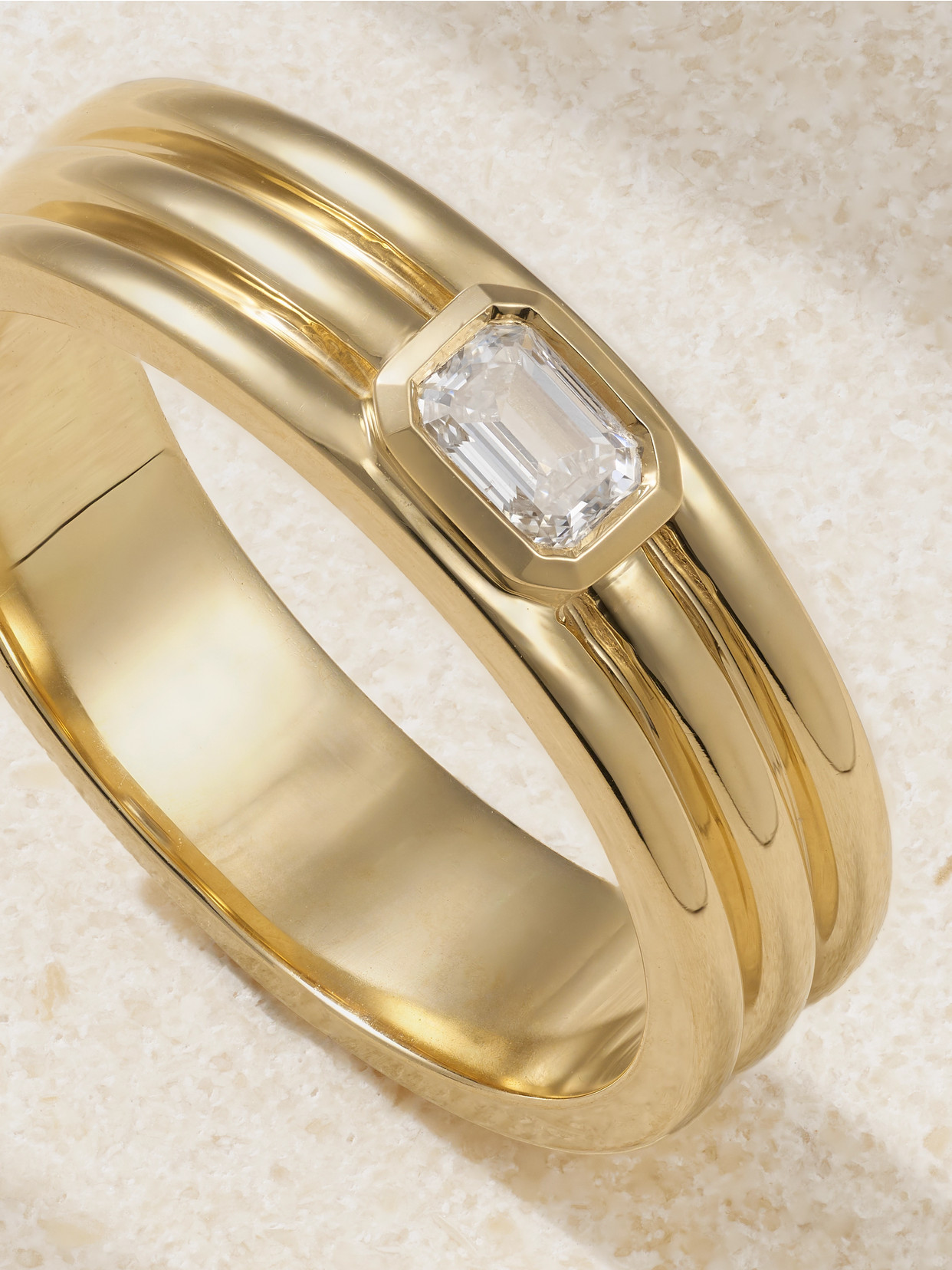 Shop Stone And Strand Trio Ridge 14-karat Gold Diamond Ring