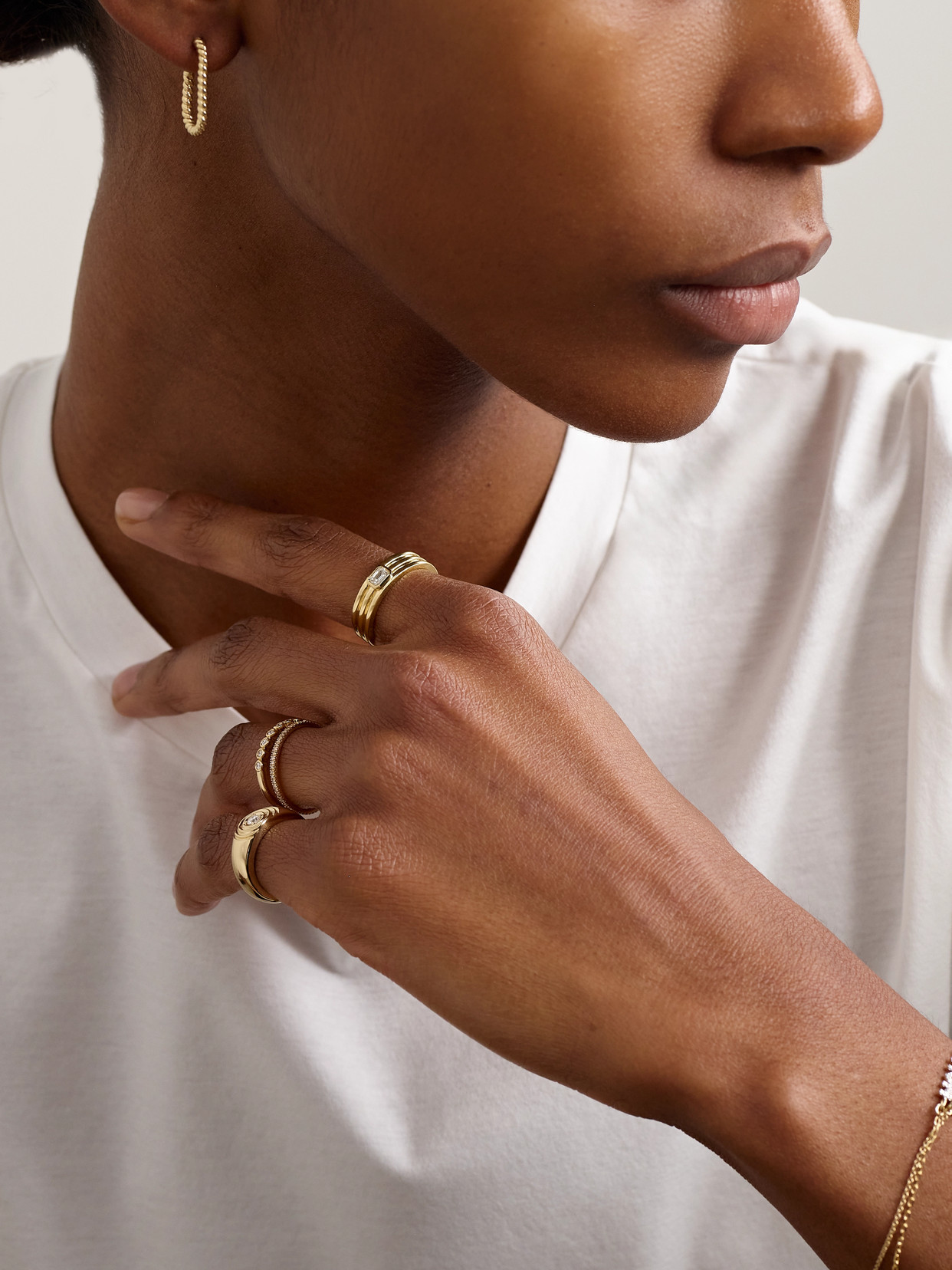 Shop Stone And Strand Trio Ridge 14-karat Gold Diamond Ring