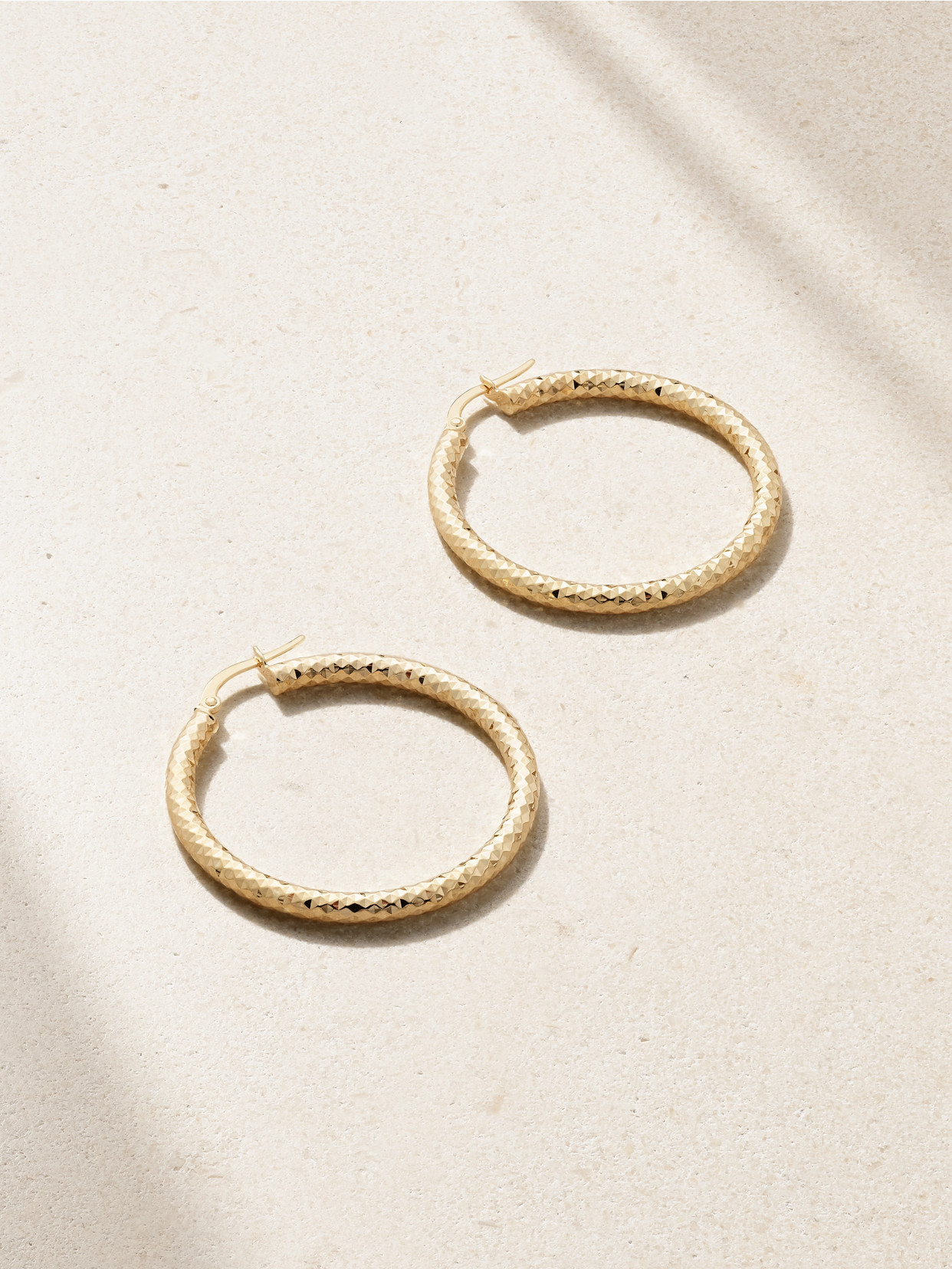 Stone And Strand Bold Sparkle Medium 14-karat Gold Hoop Earrings
