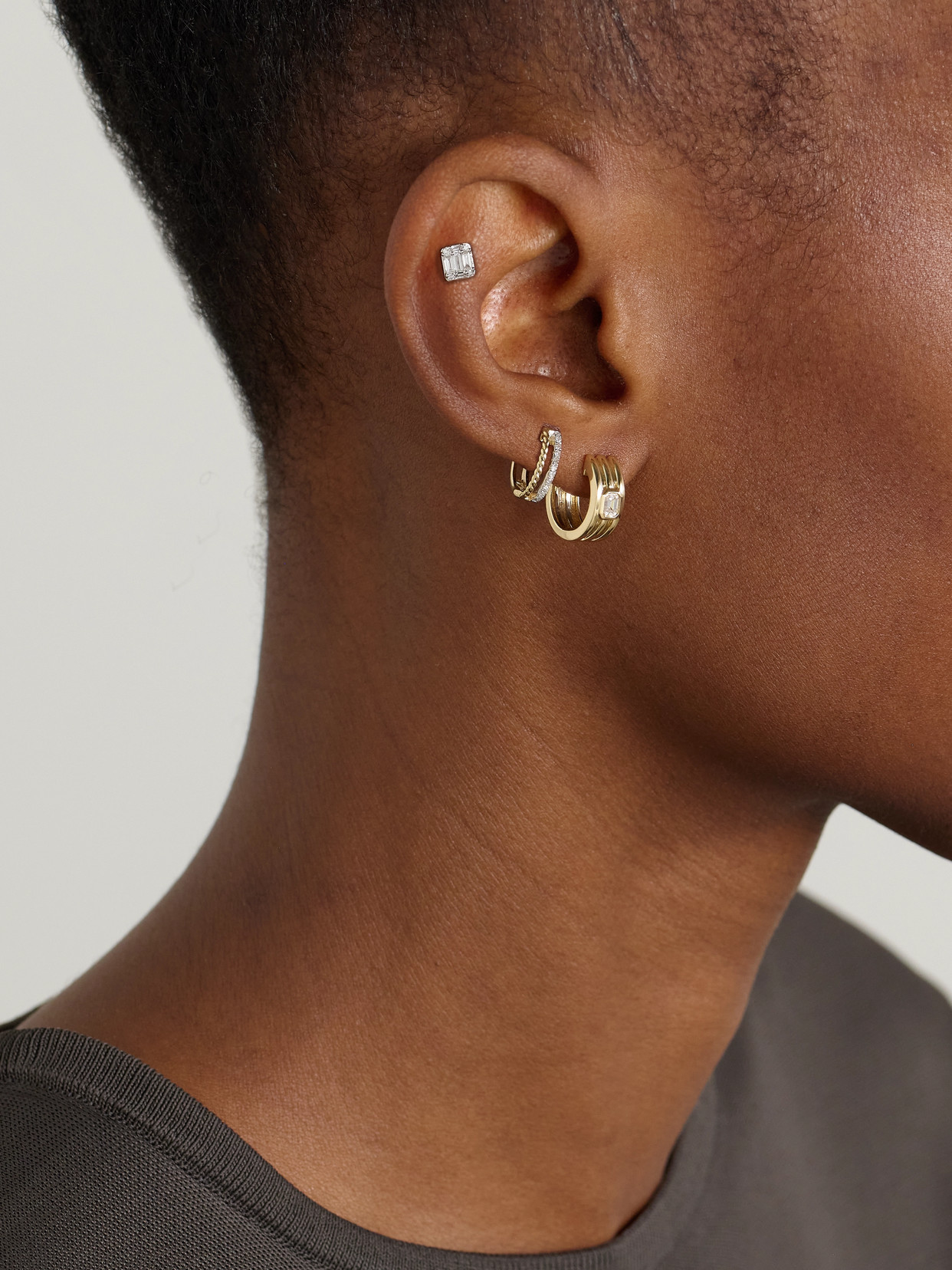 Stone And Strand Trio Ridge 14-karat Gold Diamond Hoop Earrings In Gold