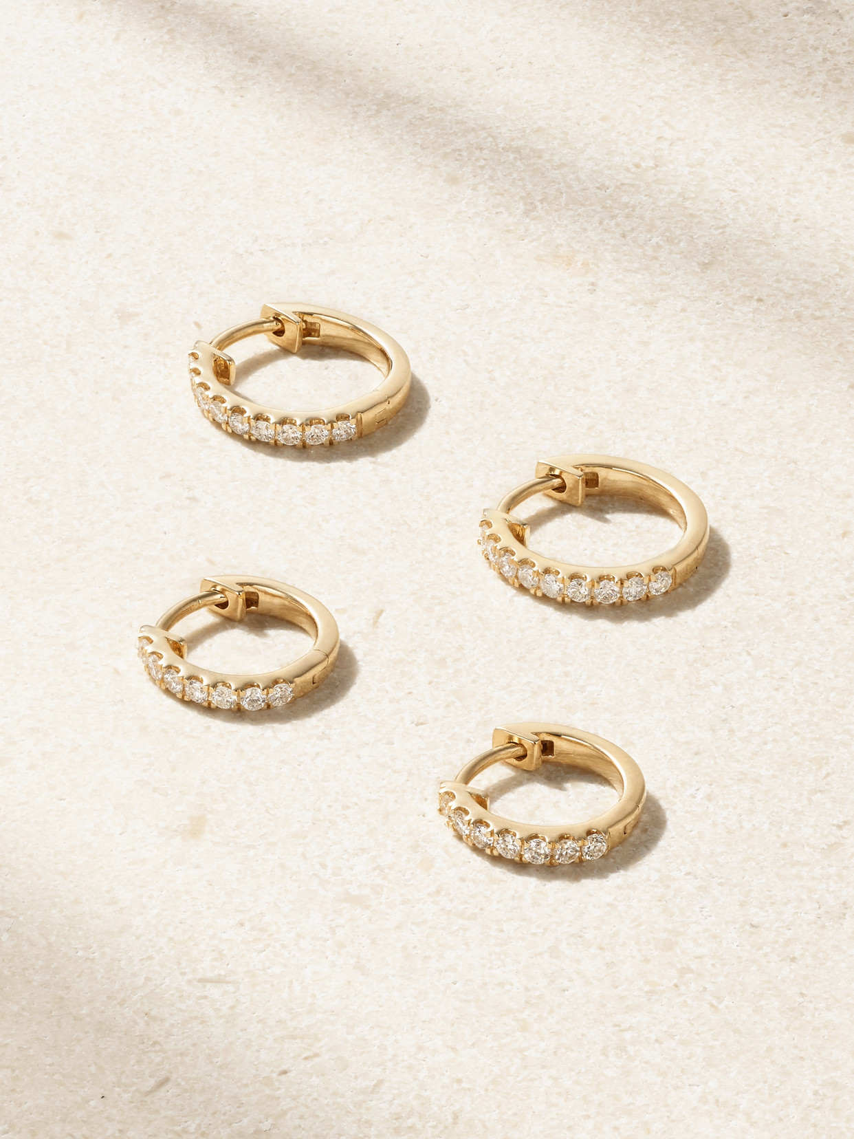 Stone And Strand Set Of Four 14-karat Gold Diamond Single Hoop Earrings