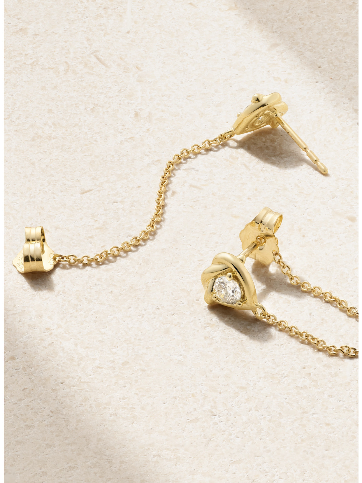 Stone And Strand Tie The Knot 10-karat Gold Diamond Earrings In Gold