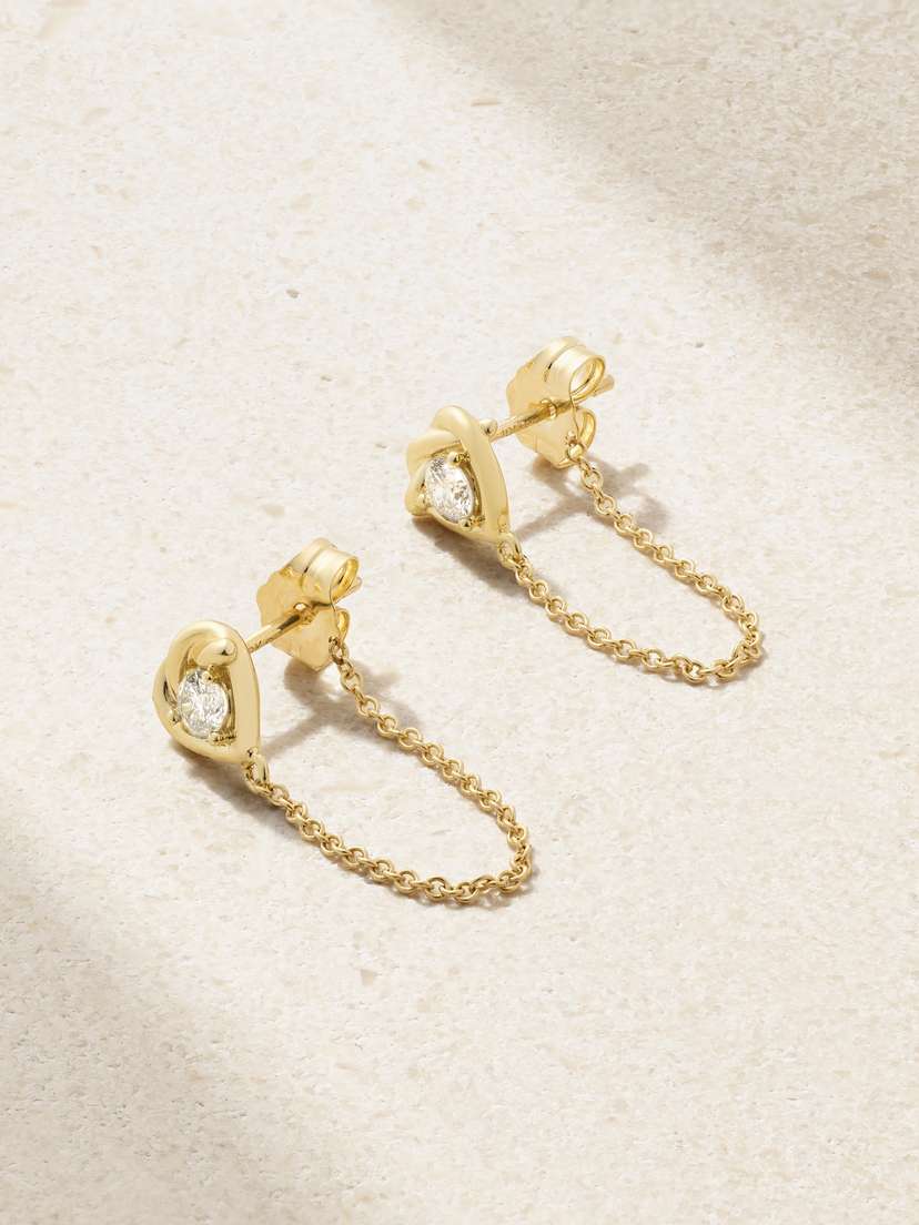 STONE AND STRAND Tie The Knot 10-karat Gold Diamond Earrings