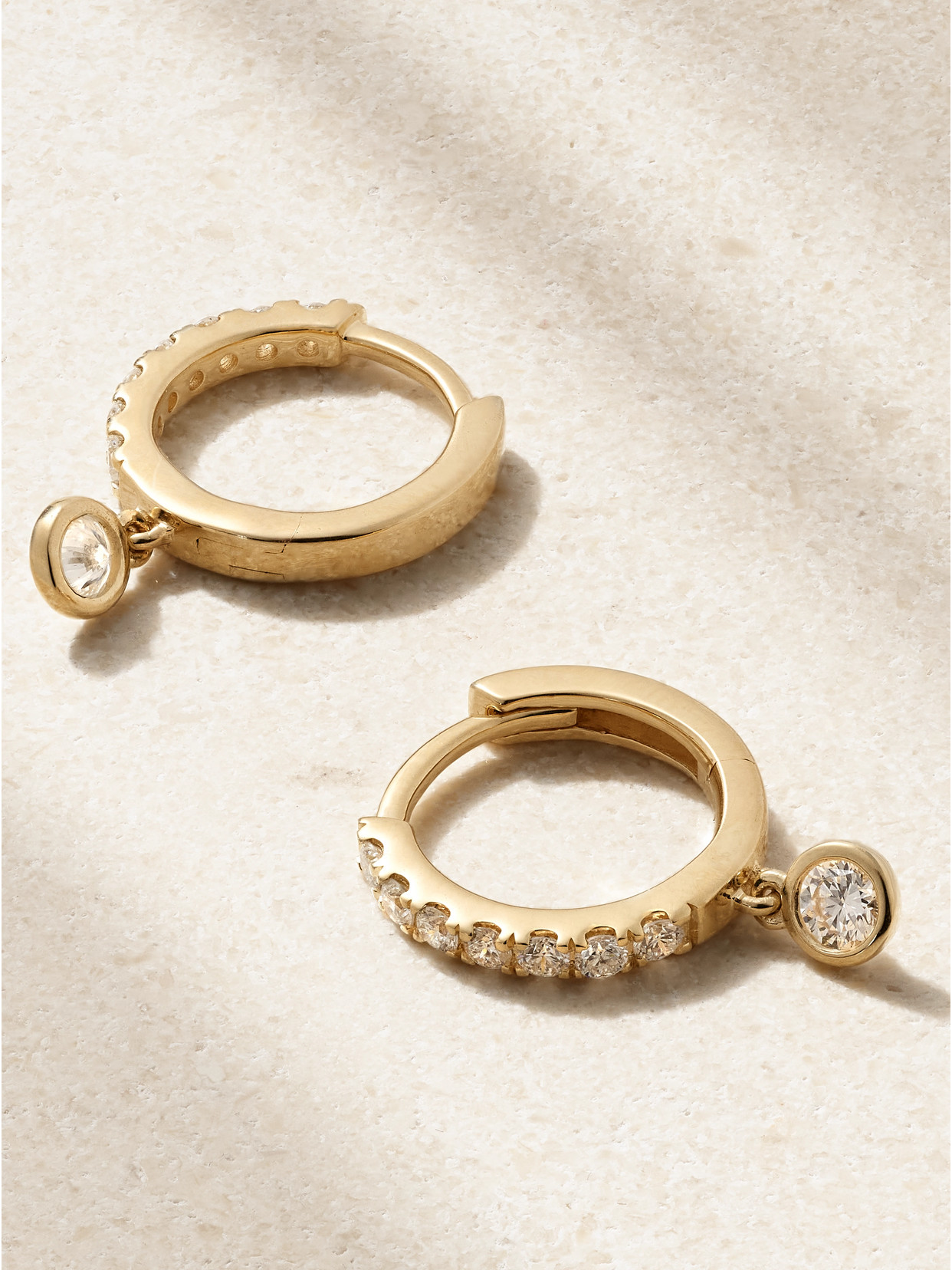 Shop Stone And Strand 14-karat Gold Diamond Hoop Earrings