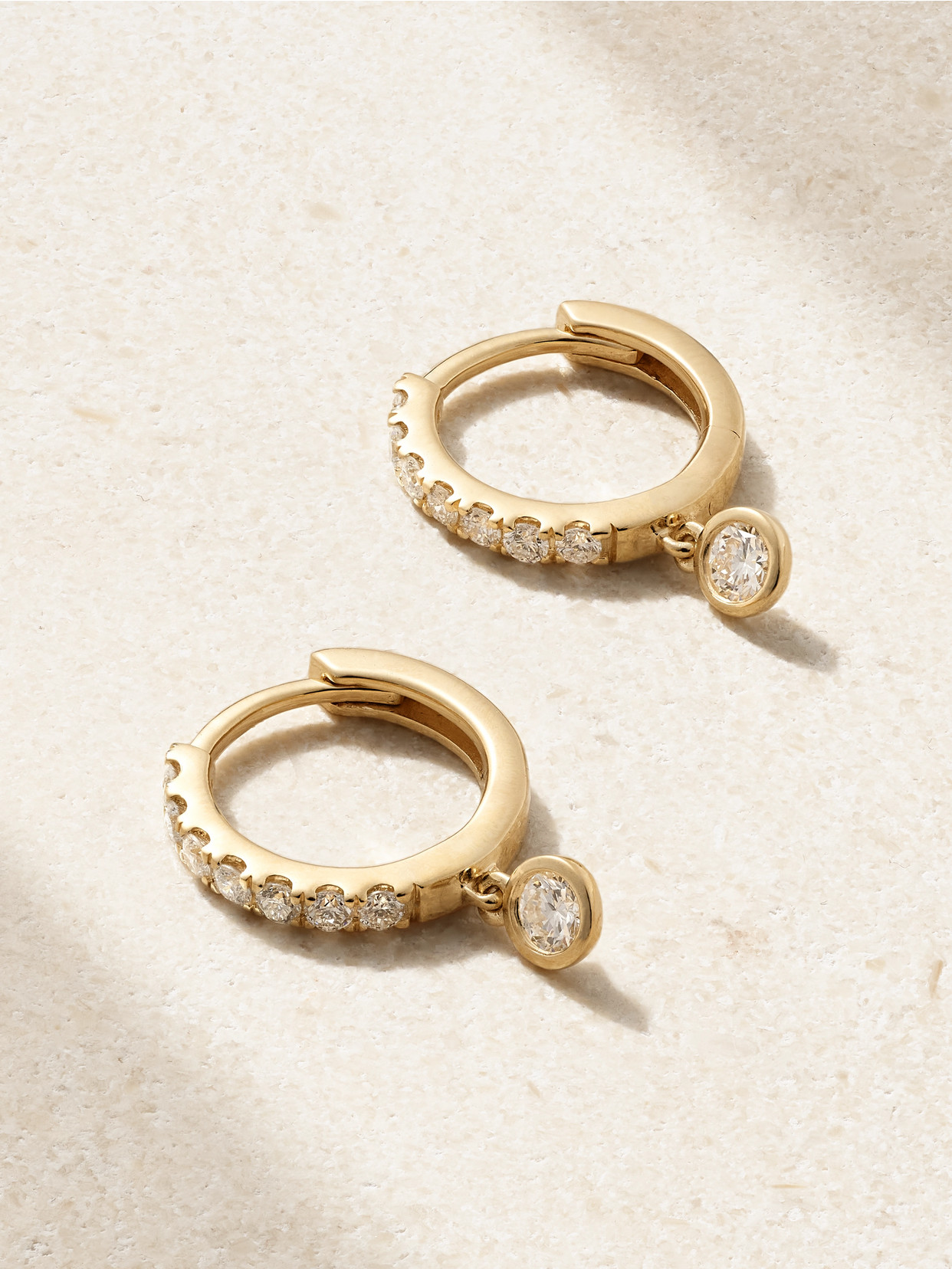Stone And Strand 14-karat Gold Diamond Hoop Earrings