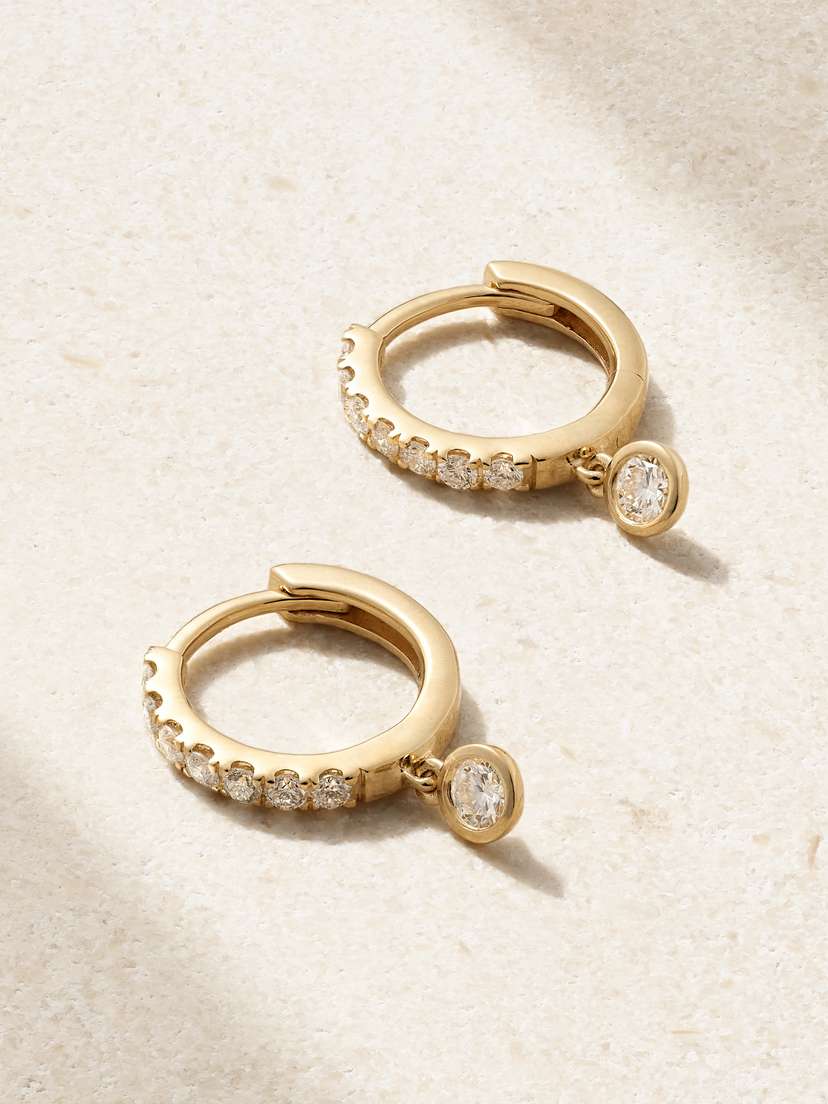 STONE AND STRAND 14-karat Gold Diamond Hoop Earrings