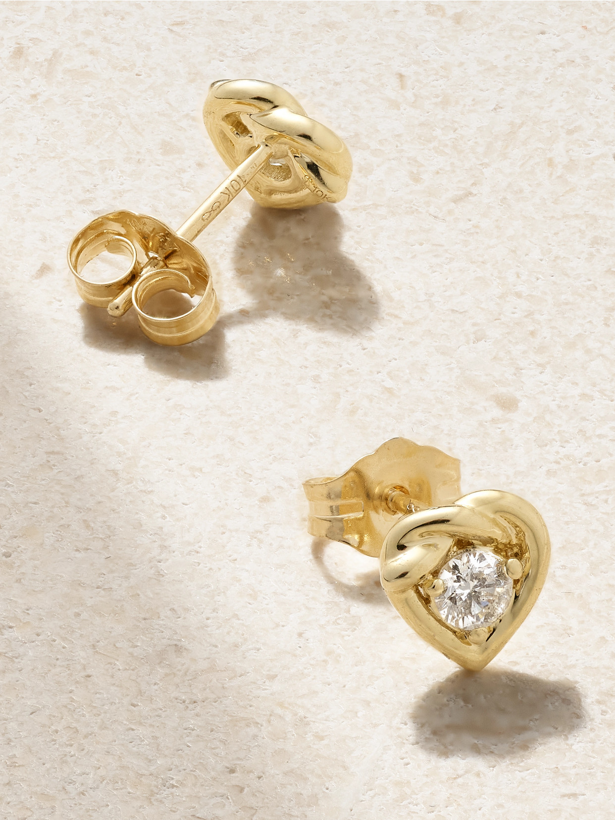 Stone And Strand Tie The Knot 10-karat Gold Diamond Earrings In Gold