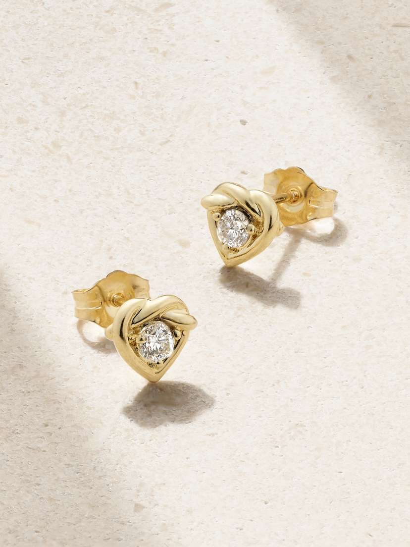 STONE AND STRAND Tie The Knot 10-karat Gold Diamond Earrings