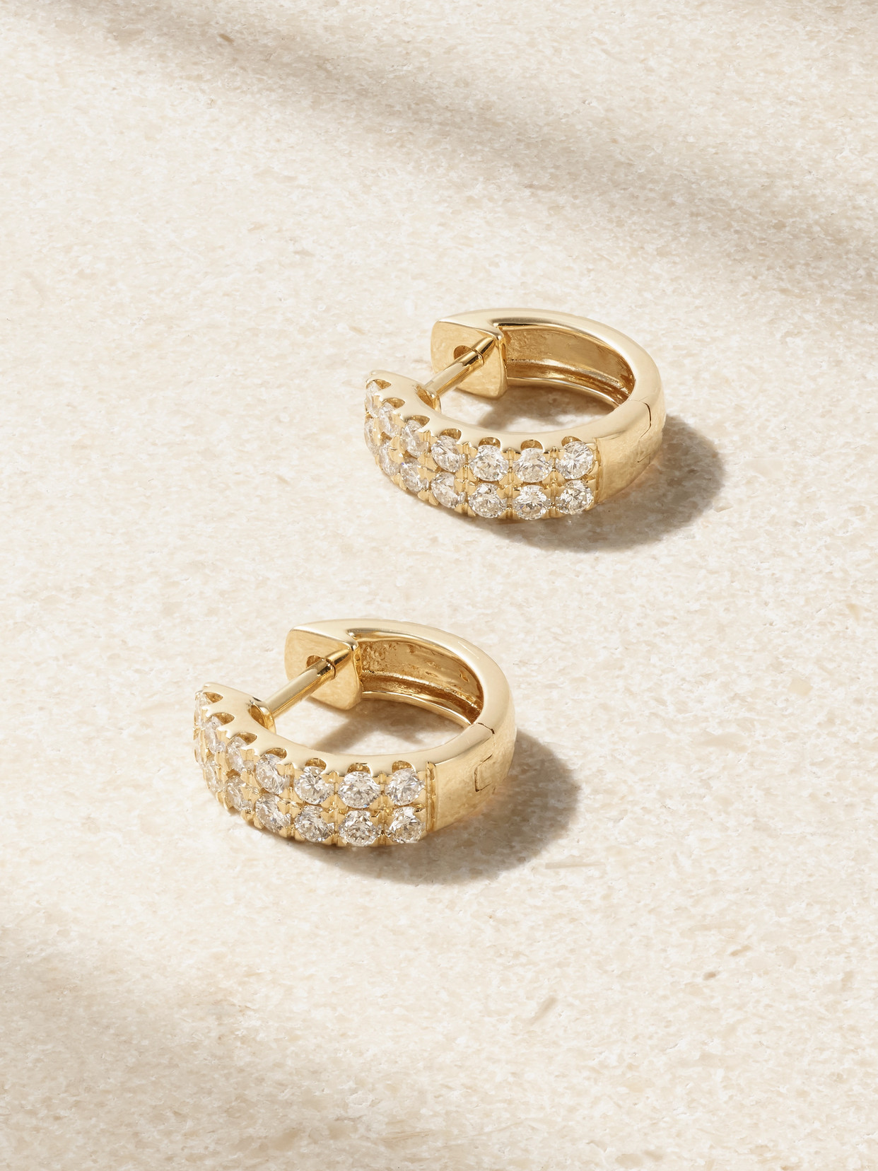 Stone And Strand Twinning 14-karat Gold Diamond Hoop Earrings